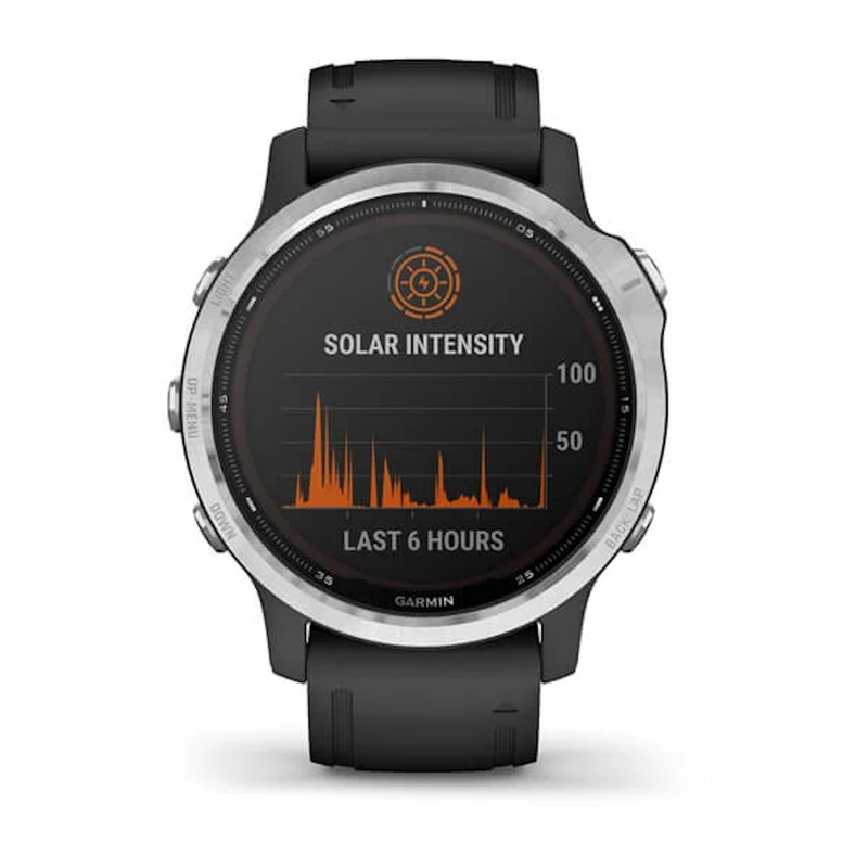 Garmin Fenix 6S Solar, featuring a Power Glass™ solar charging lens and customisable power manager modes, this smartwatch can stay on and be performance-ready for weeks.