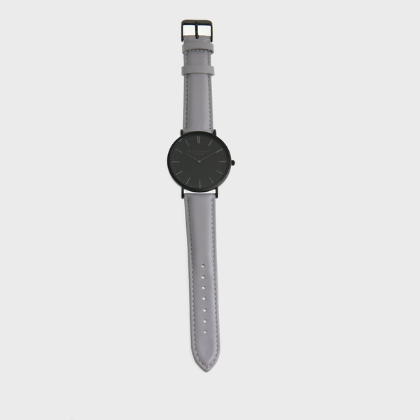 Complete your look every day with this timeless piece, Mr Beaumont Mens Watch - Matte Grey is a classic men watch that consists of a metallic black case, a striking carbonised dial - all complemented by a genuine nappa leather strap, in light grey