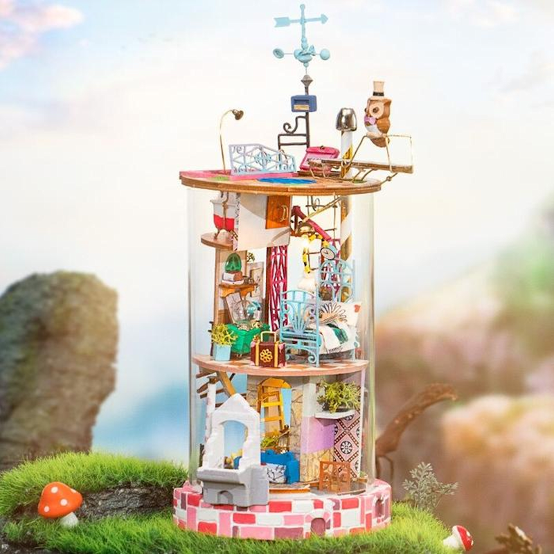 Part of the Mysterious World Collection, the Robotime Bloomy House is a DIY Glass Dollhouse kit that will make you love arts and crafts. It requires some time and patience, but you will feel significantly fulfilled as soon as you finish it. You might colour, assemble, stitch, and also be an architect in such a lovely DIY miniature house collection.