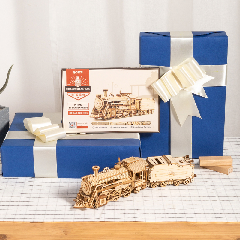 The Robotime Prime Steam Express is a scale model of the most important vehicle people use back to 1860s. This train model its a 308 piece 3d wooden puzzle and a great DIY kit for arts and crafts lover but also a great display for your room or office.