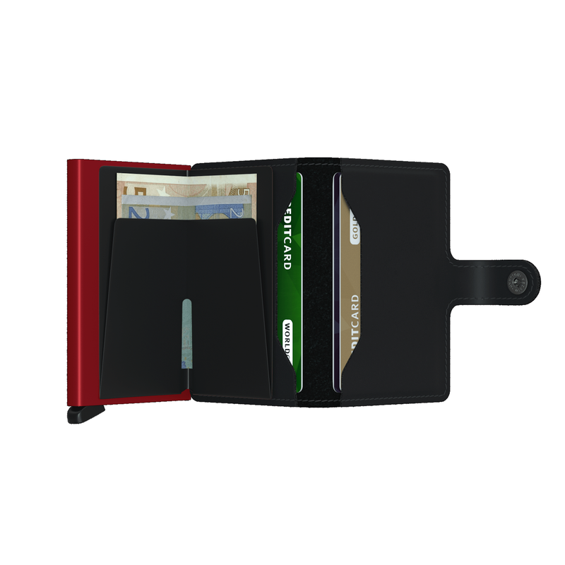 Secrid Miniwallet Matte Black & Red Housing of Aluminium / construction of stainless steel and POM Total RFID Protection for your Credit Cards Cool Flip up Patented Mechanism So Easy To use