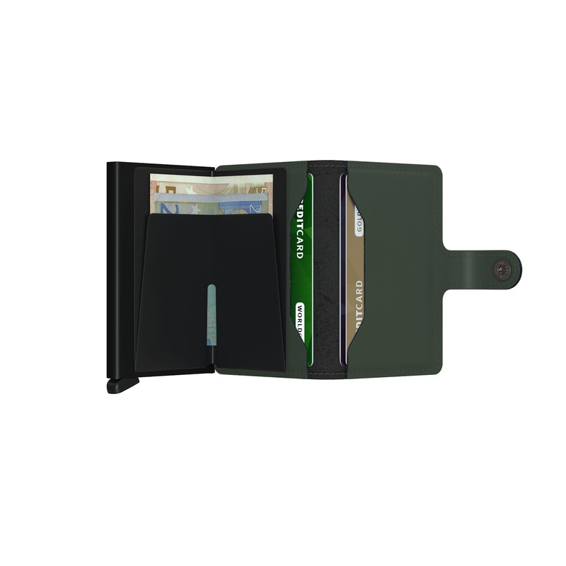 Secrid Miniwallet Matte Green - Black Housing of Aluminium / construction of stainless steel and POM Total RFID Protection for your Credit Cards