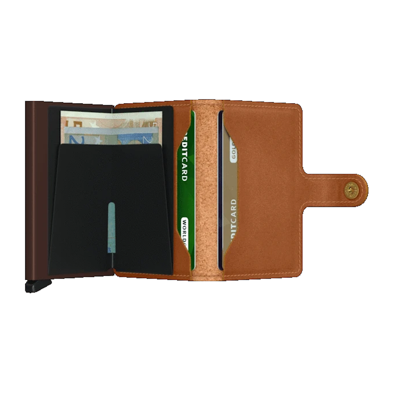 Secrid Miniwallet Original Cognac Housing of Aluminium / construction of stainless steel and POM Total RFID Protection for your Credit Cards Cool Flip up Patented Mechanism So Easy To use
