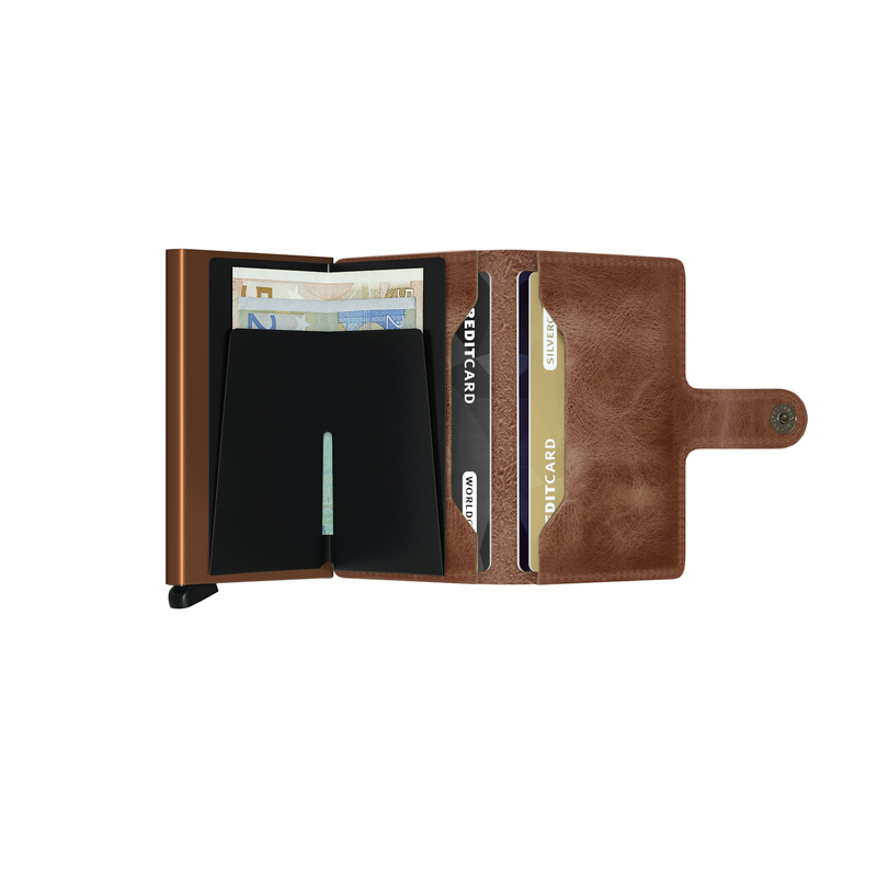 Secrid Miniwallet Vintage Cognac-Rust Housing of Aluminium / construction of stainless steel and POM Total RFID Protection for your Credit Cards