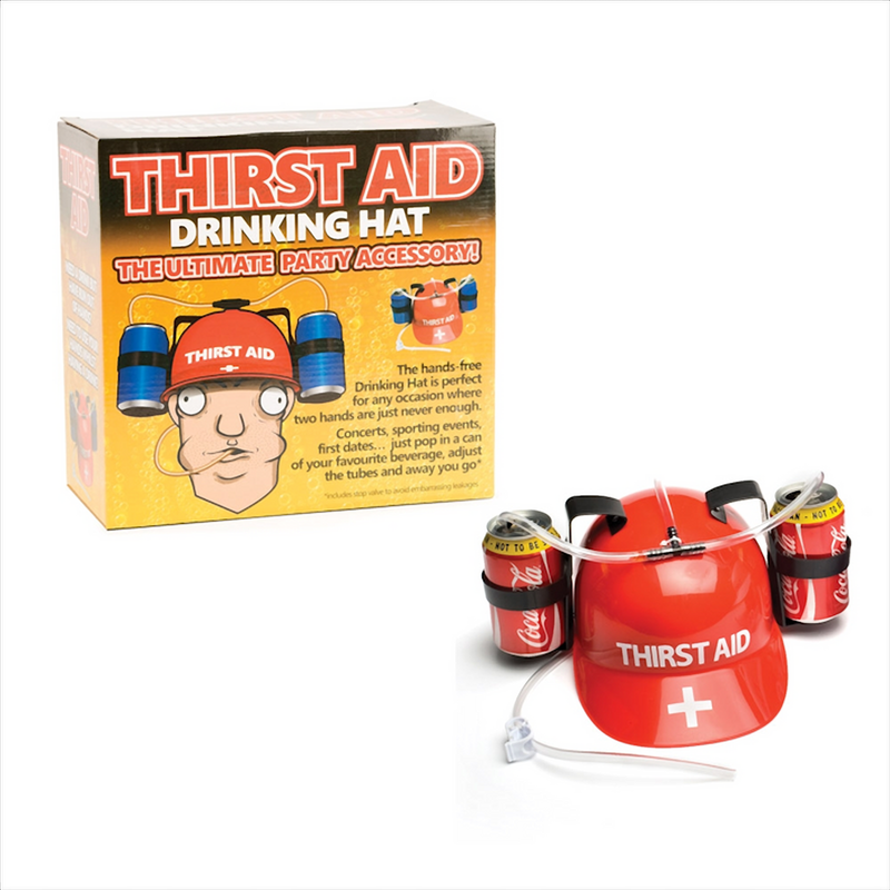Thirst Aid Drinking Hat  Classic Novelty Drinking Hat Holds 2 Cans or Standard Bottles Hilarious fun and always a favourite