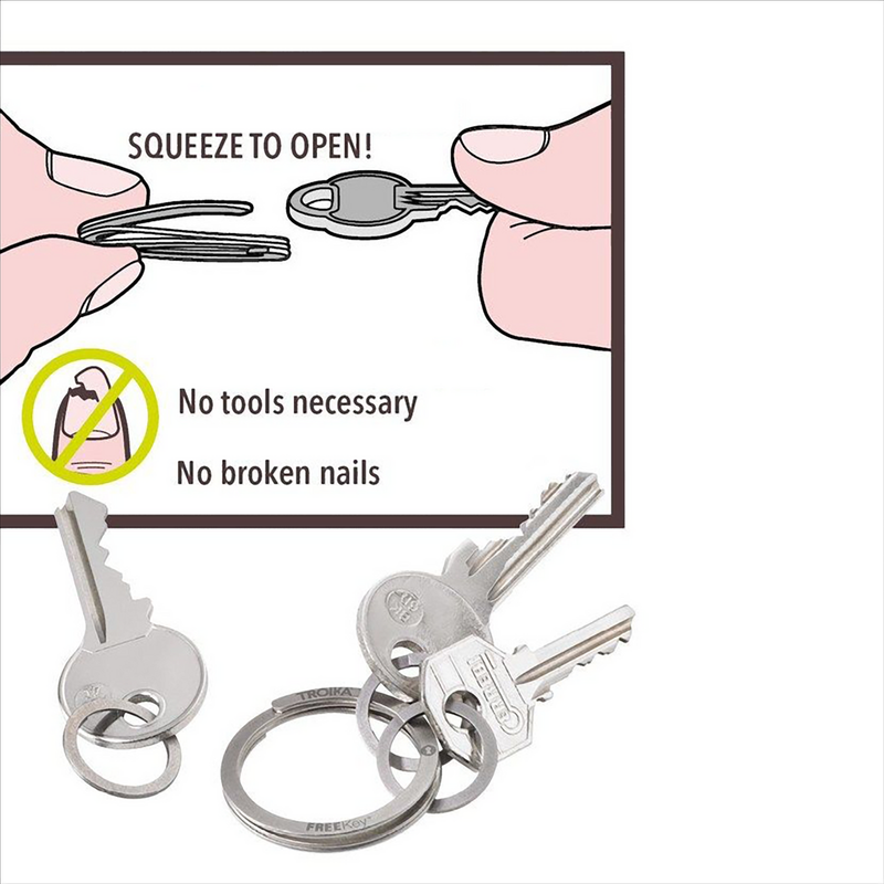 Free yourself from the awkward and outdated design of regular key-rings and invest in the Troika Free Key