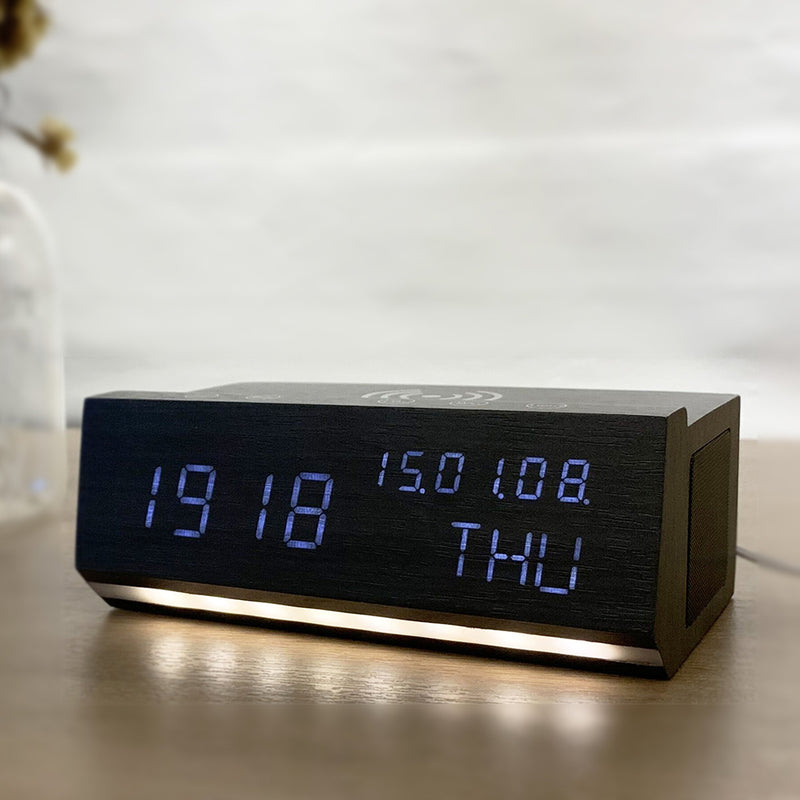 X-EQ Wireless Charging Wood Alarm Clock - B Cool 2