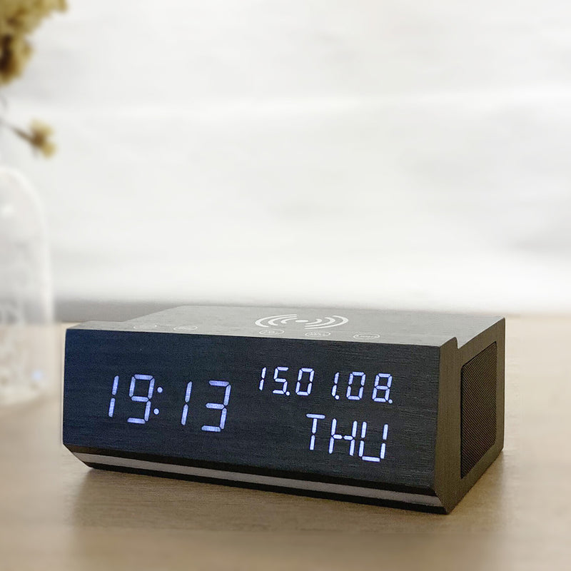 X-EQ Wireless Charging Wood Alarm Clock - B Cool 2