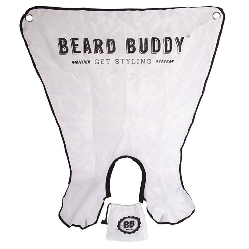 Beard Buddy Shaving Bib with all that is included, connected to your mirror with suction cups, great gift for men with beards.
