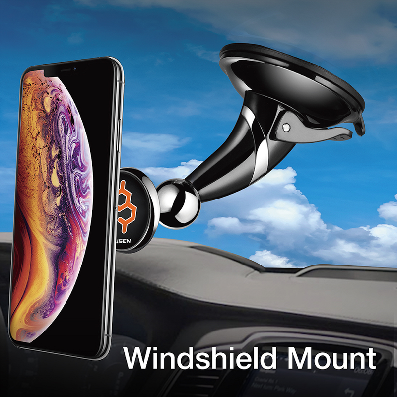 The Dausen Magnetic Smartphone Navigation Car Mount works for both Windshield and Dashboard installation. Compatible with phones with / without protective case. A safe and stylish way of using your phone map.