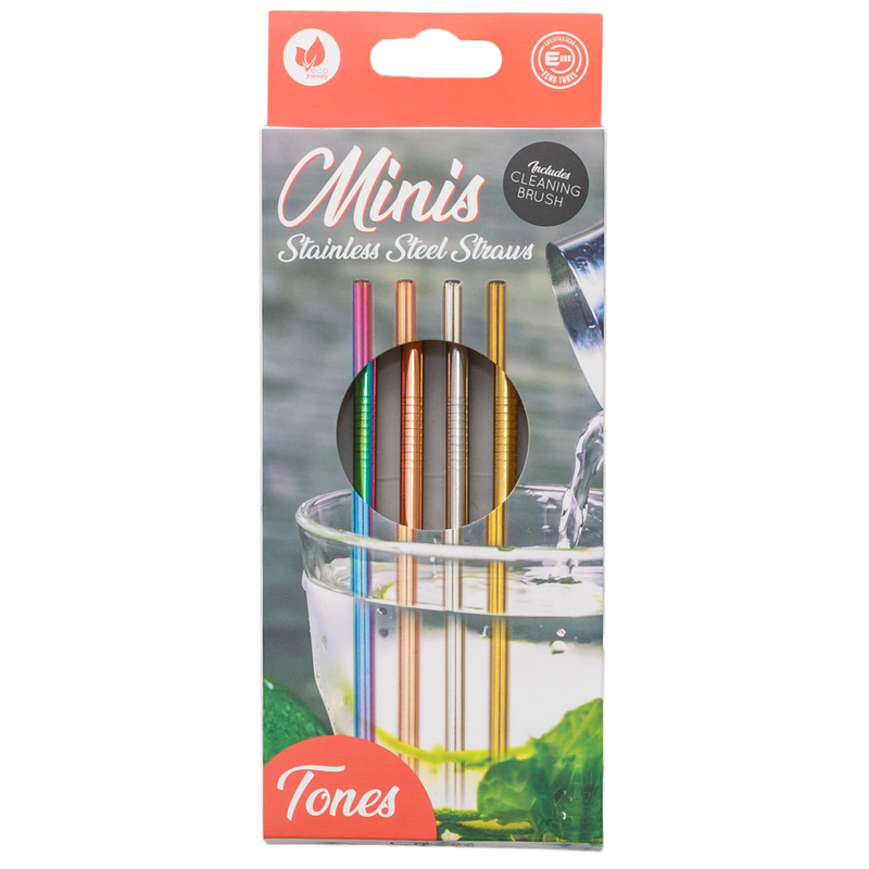 Perfect accessory for your cocktails or any drink at home or away, the Minis Stainless Steel Straws are a must have for any party or going out 