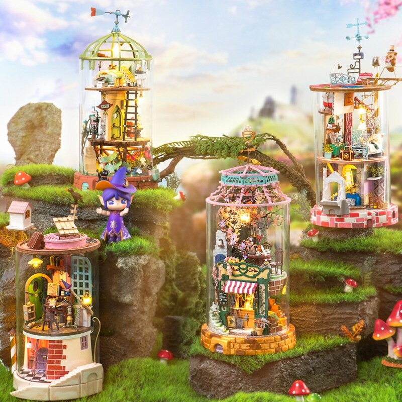 Part of the Mysterious World Collection, the Robotime Bloomy House is a DIY Glass Dollhouse kit that will make you love arts and crafts. It requires some time and patience, but you will feel significantly fulfilled as soon as you finish it. You might colour, assemble, stitch, and also be an architect in such a lovely DIY miniature house collection.