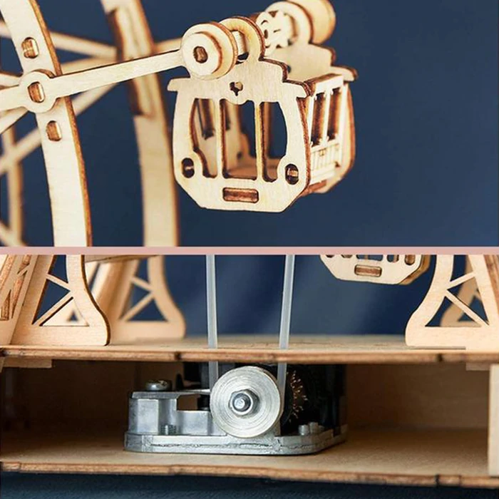 Robotime Ferris Wheel Music Box 3D wooden puzzle Rotating mechanism