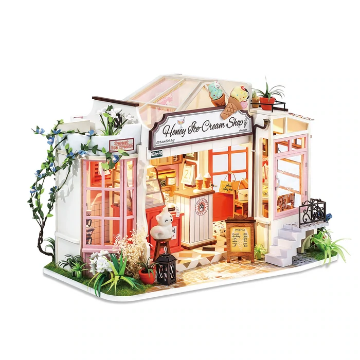 Robotime Honey Ice-Cream Shop Miniature ice-cream shop 3d wooden puzzle Art and craft kit