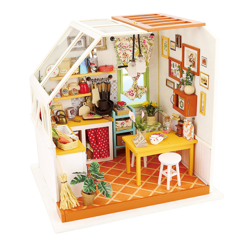 Have fun with a modern 3D wood puzzle, with an amazing design the Robotime Jason's Kitchen is a Rolife DIY Kitchen Miniature With Light- Vivid details with sink, bread, pot and cabinet and other daily life accessories to build. Best birthday/holiday gift for mothers or girls or family.
