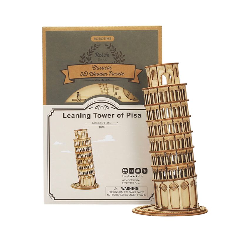 Robotime Leaning Tower of Pisa Rolife Assembly Famous World Architecture DIY Project Exquisite Wood Craft for kids