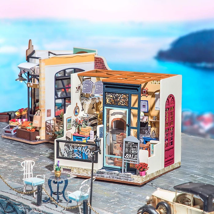 Robotime Nancy's Bake Shop Miniature bakery store 3d wooden puzzle Art and craft kit