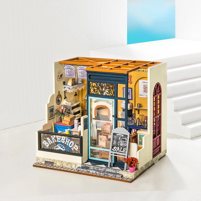 Robotime Nancy's Bake Shop Miniature bakery store 3d wooden puzzle Art and craft kit