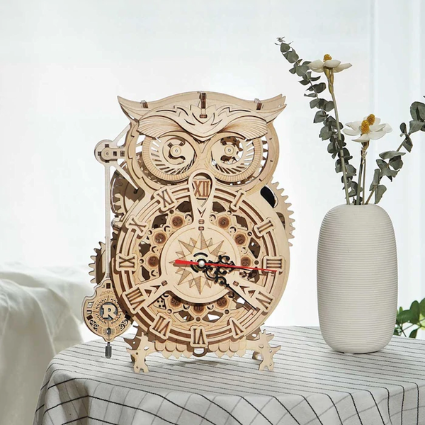 robotime owl clock, 3d wooden puzzle, best mechanical project