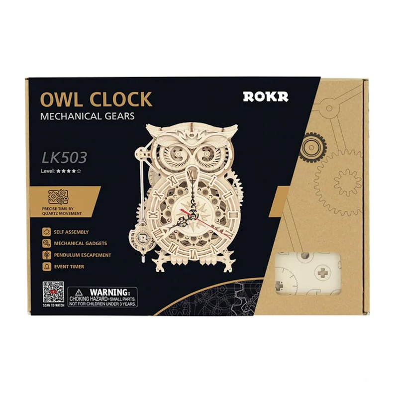 robotime owl clock, 3d wooden puzzle, best mechanical project