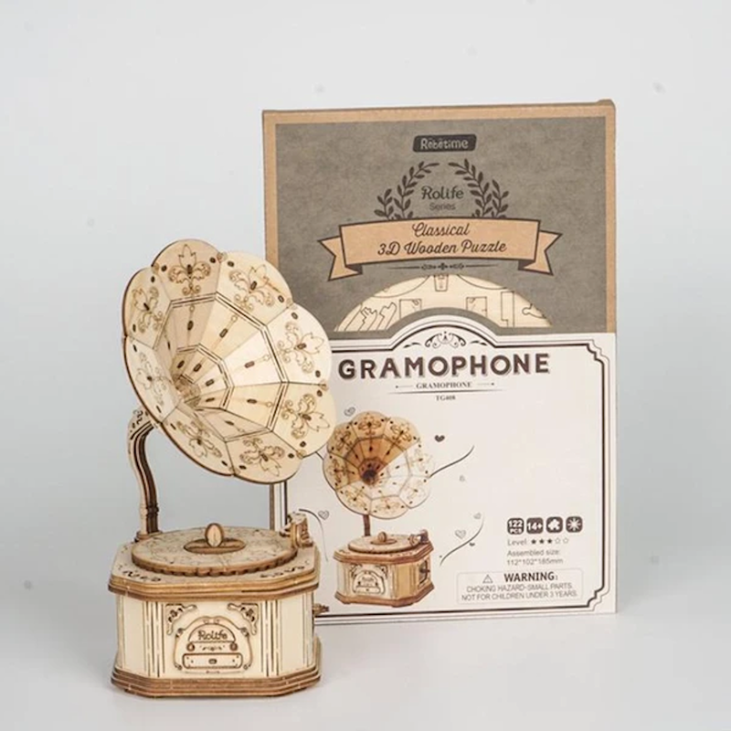 Robotime Gramophone DIY Kit and Handcraft model Exquisite puzzle toy and Eco-Friendly Materials Great gift building kit DIY Project