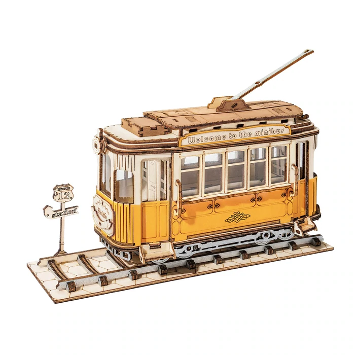 Robotime Tramcar 3D Wooden Puzzle Amazing miniature retro tramcar