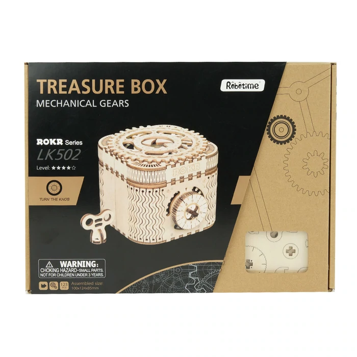 Robotime Treasure Box 3D wooden puzzle Self assembly mechanical secret storage