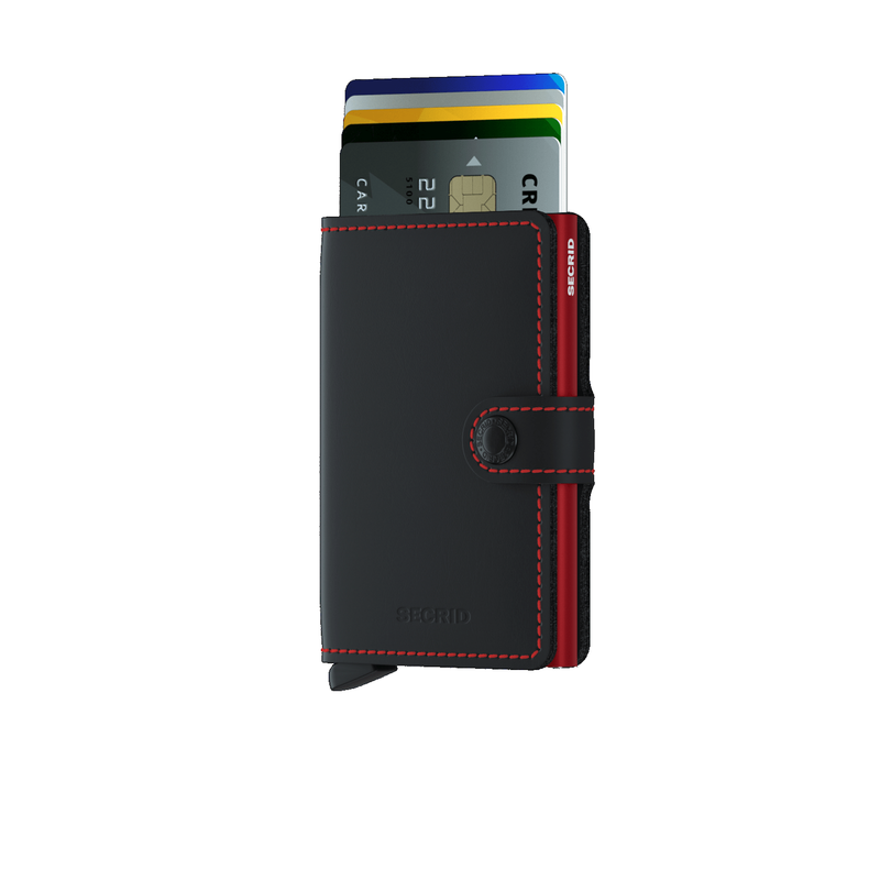 Secrid Miniwallet Matte Black & Red Housing of Aluminium / construction of stainless steel and POM Total RFID Protection for your Credit Cards Cool Flip up Patented Mechanism So Easy To use