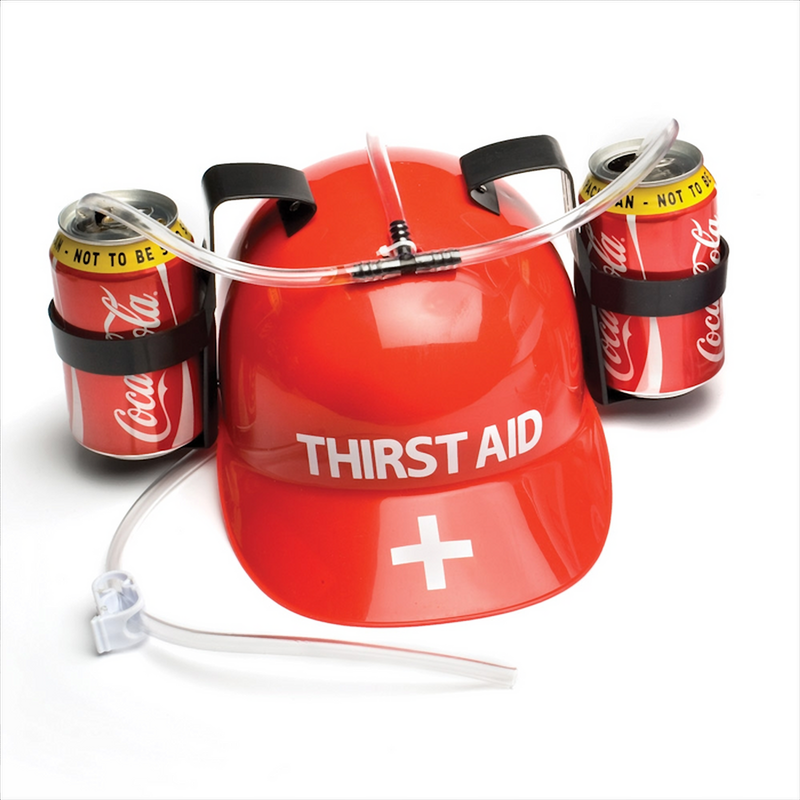 Thirst Aid Drinking Hat  Classic Novelty Drinking Hat Holds 2 Cans or Standard Bottles Hilarious fun and always a favourite