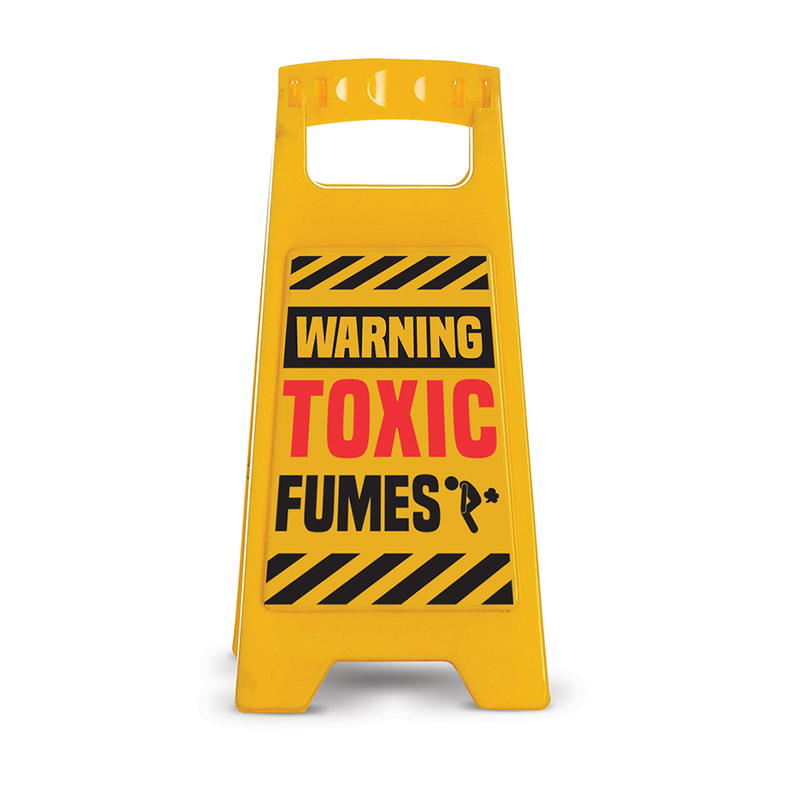 Toilet sign novelty gift in yellow. folds out just like a warning sign on a floor. Fun sign for outside the toilet
