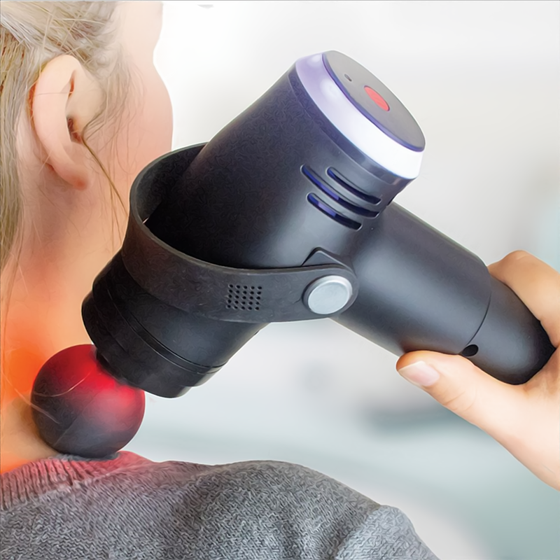 Percussion Gun Massager - B Cool 2- Being used by someone on their neck to relief stress and pain