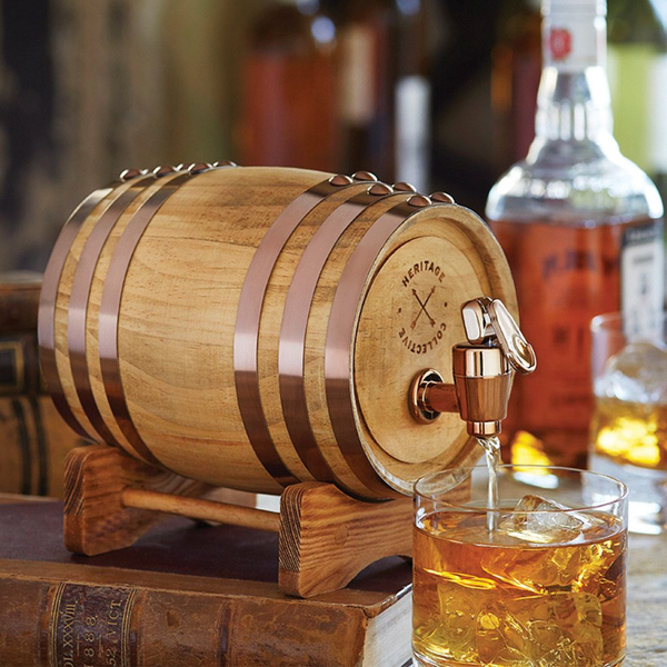 Whiskey Barrel  Wood drink dispenser Vintage barrel holds 800 ml of whiskey