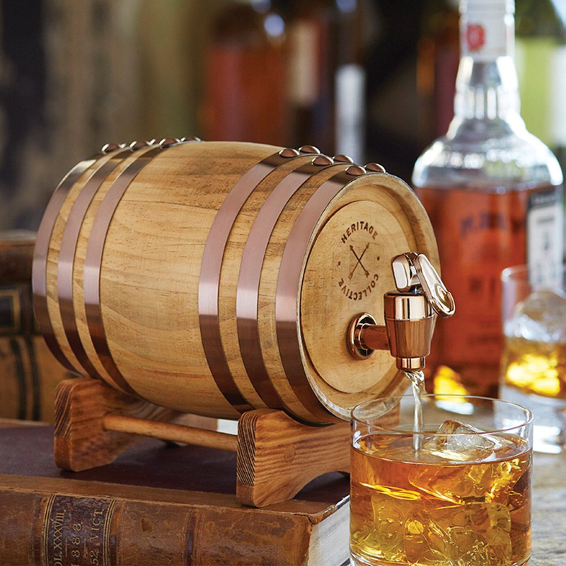 Whiskey Barrel  Wood drink dispenser Vintage barrel holds 800 ml of whiskey